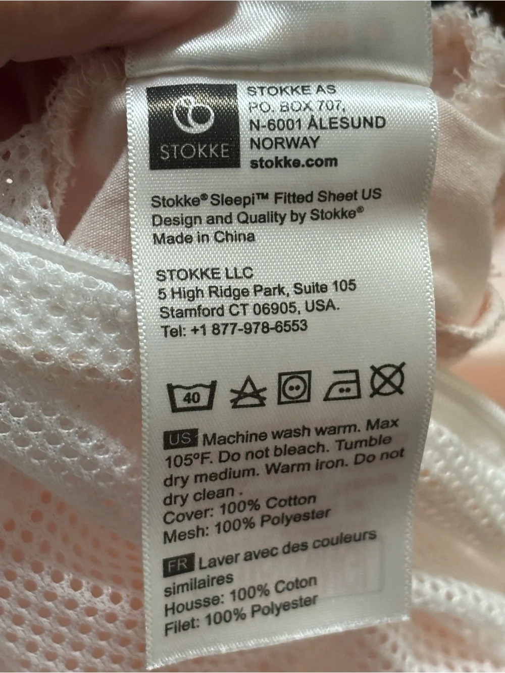 STOKKE Baby Bassinet Fitted Sheet Set – 2 Pack, Pink & White, 100% Cotton V3